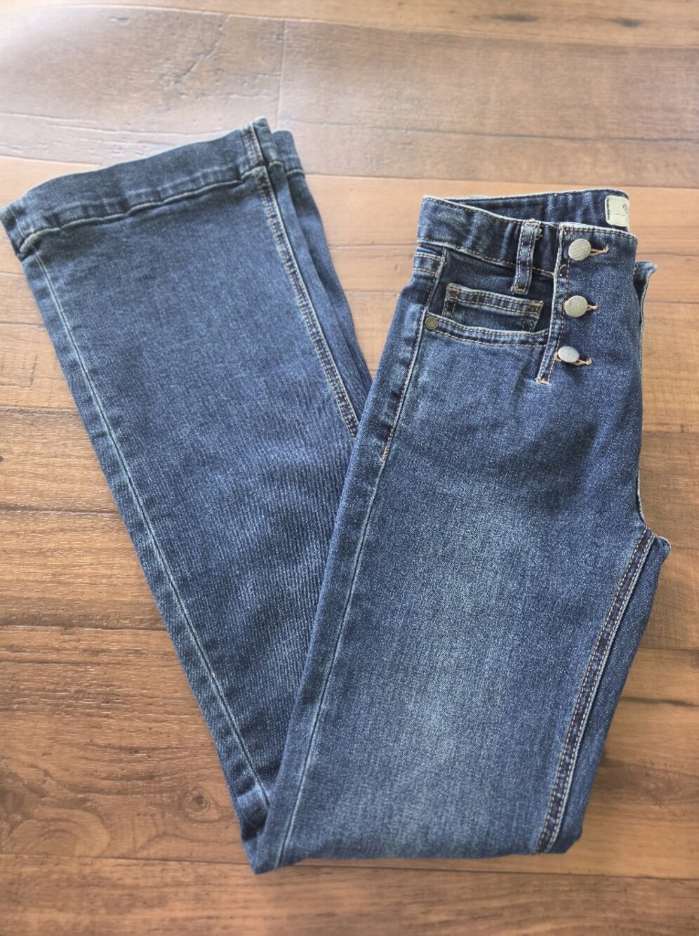 Girls Rock And Roll Denium Dark Blue Sailor Button Flared Jeans. Sz 14 - Picture 8 of 9